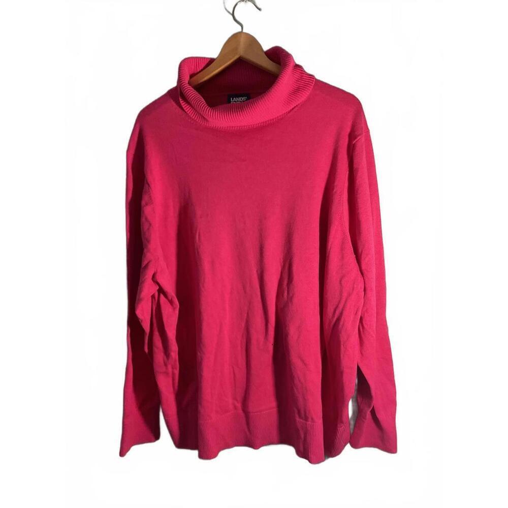 Lands' End Pink Cotton Classic Turtleneck Sweater 3X